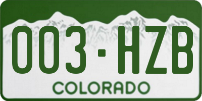 CO license plate 003HZB