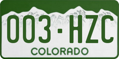 CO license plate 003HZC
