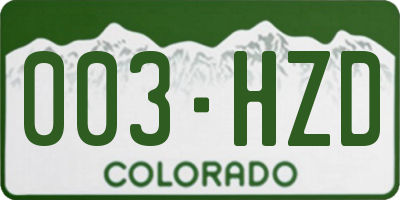 CO license plate 003HZD