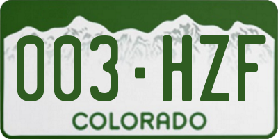 CO license plate 003HZF