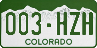 CO license plate 003HZH