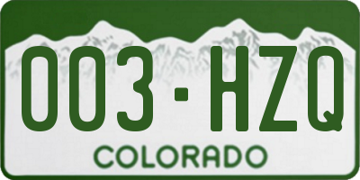 CO license plate 003HZQ