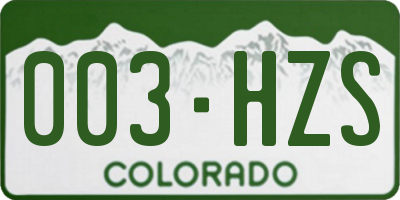 CO license plate 003HZS