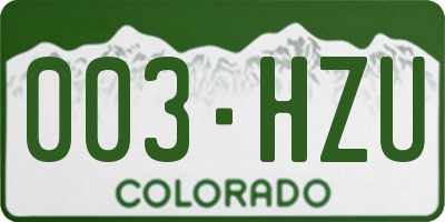 CO license plate 003HZU