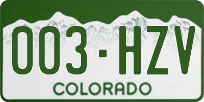 CO license plate 003HZV