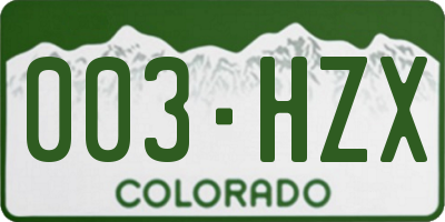 CO license plate 003HZX