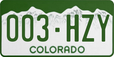 CO license plate 003HZY