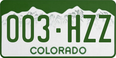 CO license plate 003HZZ