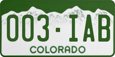 CO license plate 003IAB
