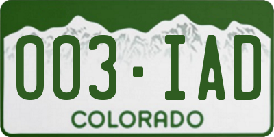 CO license plate 003IAD