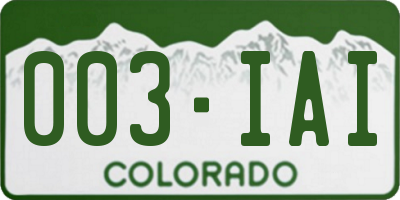 CO license plate 003IAI