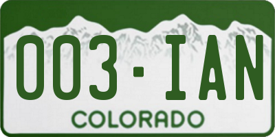 CO license plate 003IAN