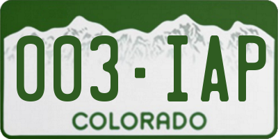 CO license plate 003IAP