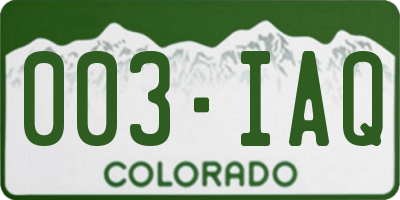 CO license plate 003IAQ