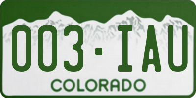 CO license plate 003IAU