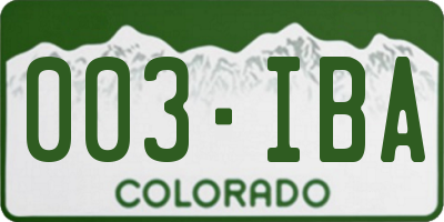 CO license plate 003IBA