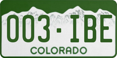 CO license plate 003IBE