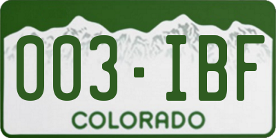 CO license plate 003IBF