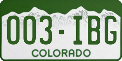 CO license plate 003IBG