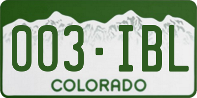 CO license plate 003IBL