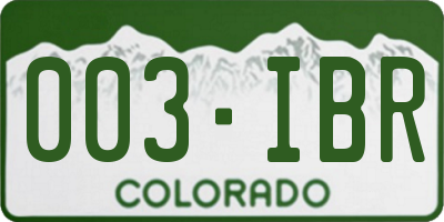 CO license plate 003IBR