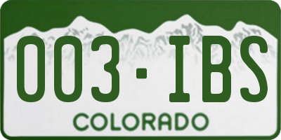 CO license plate 003IBS