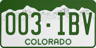 CO license plate 003IBV