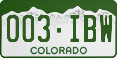 CO license plate 003IBW