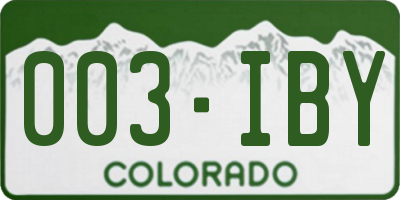 CO license plate 003IBY