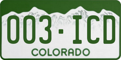 CO license plate 003ICD