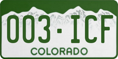 CO license plate 003ICF