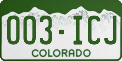 CO license plate 003ICJ