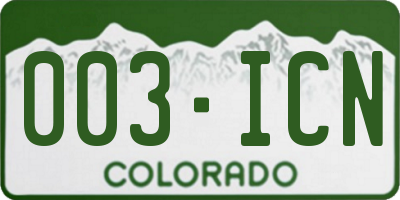 CO license plate 003ICN