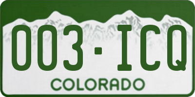 CO license plate 003ICQ