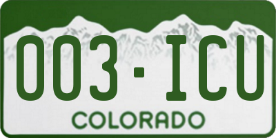 CO license plate 003ICU