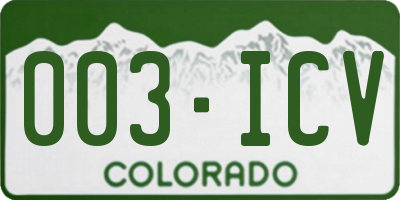 CO license plate 003ICV