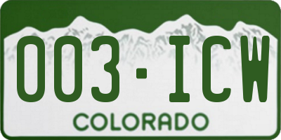 CO license plate 003ICW