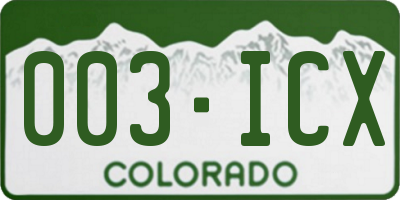 CO license plate 003ICX