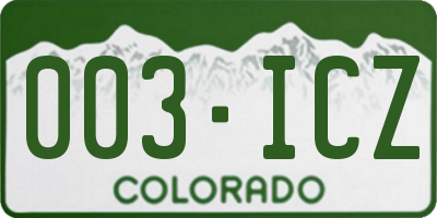 CO license plate 003ICZ