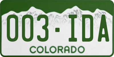 CO license plate 003IDA