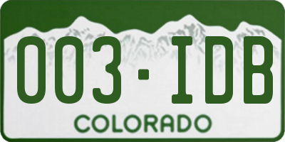 CO license plate 003IDB