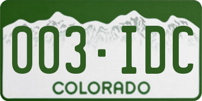 CO license plate 003IDC