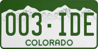 CO license plate 003IDE