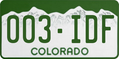 CO license plate 003IDF