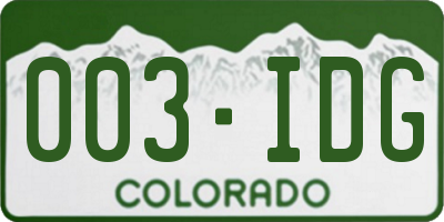 CO license plate 003IDG