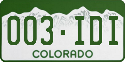 CO license plate 003IDI