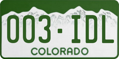 CO license plate 003IDL