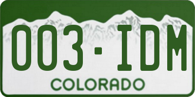 CO license plate 003IDM