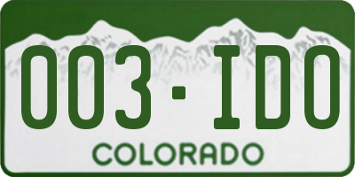 CO license plate 003IDO