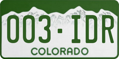 CO license plate 003IDR